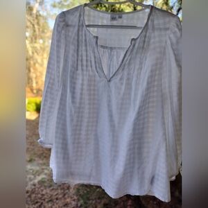GAP White Semi-Sheer Peasant Blouse